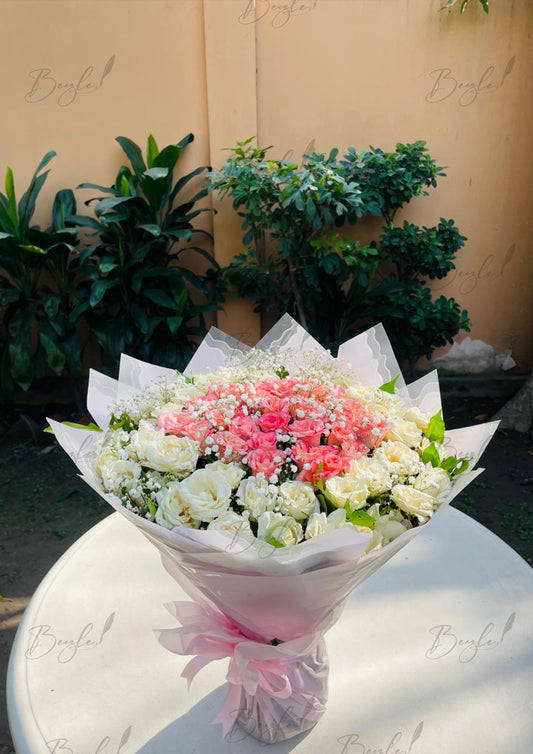 Pink & White Rose Bouquet | BCG-105