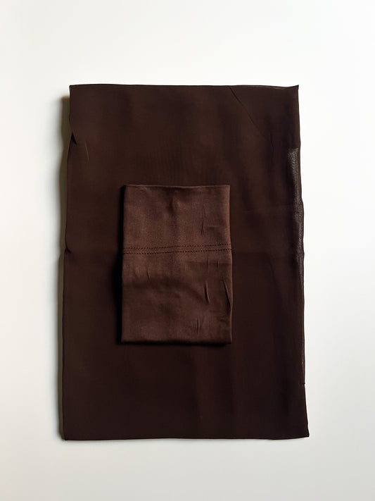 Matching Georgette Hijab & Cap Set - Chocolate brown