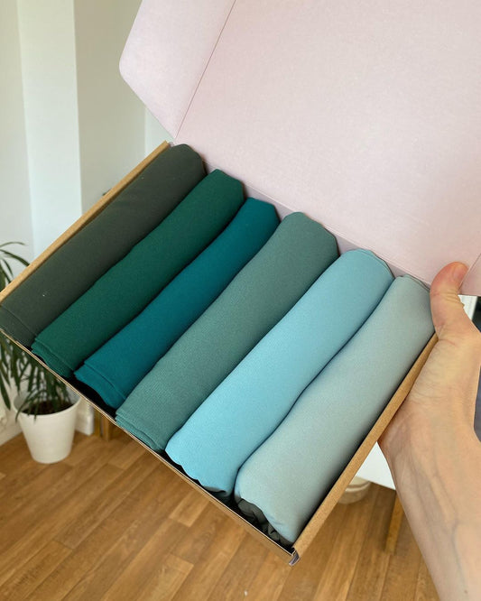 Emerald Magic Box of 6 Georgette Hijabs