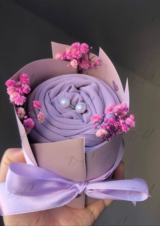 Elegant Lilac Hijab Bouquet | BCG-114